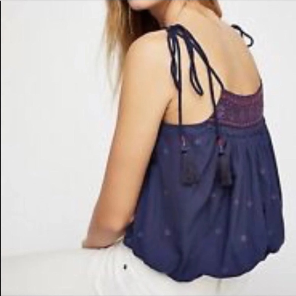 🔥 Free People Eternal love blue boho tank top Medium NWT - Picture 4 of 5